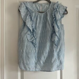 Blue and white formal top